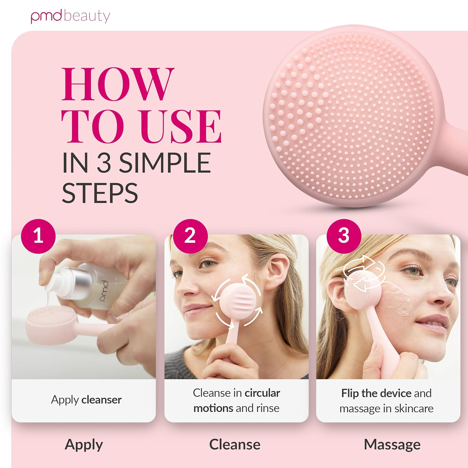 Clean, Acne, and Redvolution - Electric Facial Cleansing Brush, Smart Facial Device with Silicone Brush & Anti-Aging Massager, Red and Blue LED Light - Image 6