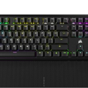 CORSAIR K70 CORE RGB Mechanical Wired Gaming Keyboard with Palmrest – Pre-Lubed MLX Red Linear Switches, SOCD, ABS Double-Shot Keycaps, Sound Dampening, Media Control Dial, QWERTY NA – Black