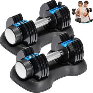 Lifepro Adjustable Dumbbells Set – Quick Adjustment, Anti Slip Handle – Space Saving & Strength Training Weights for Home Gym Exercise & Fitness