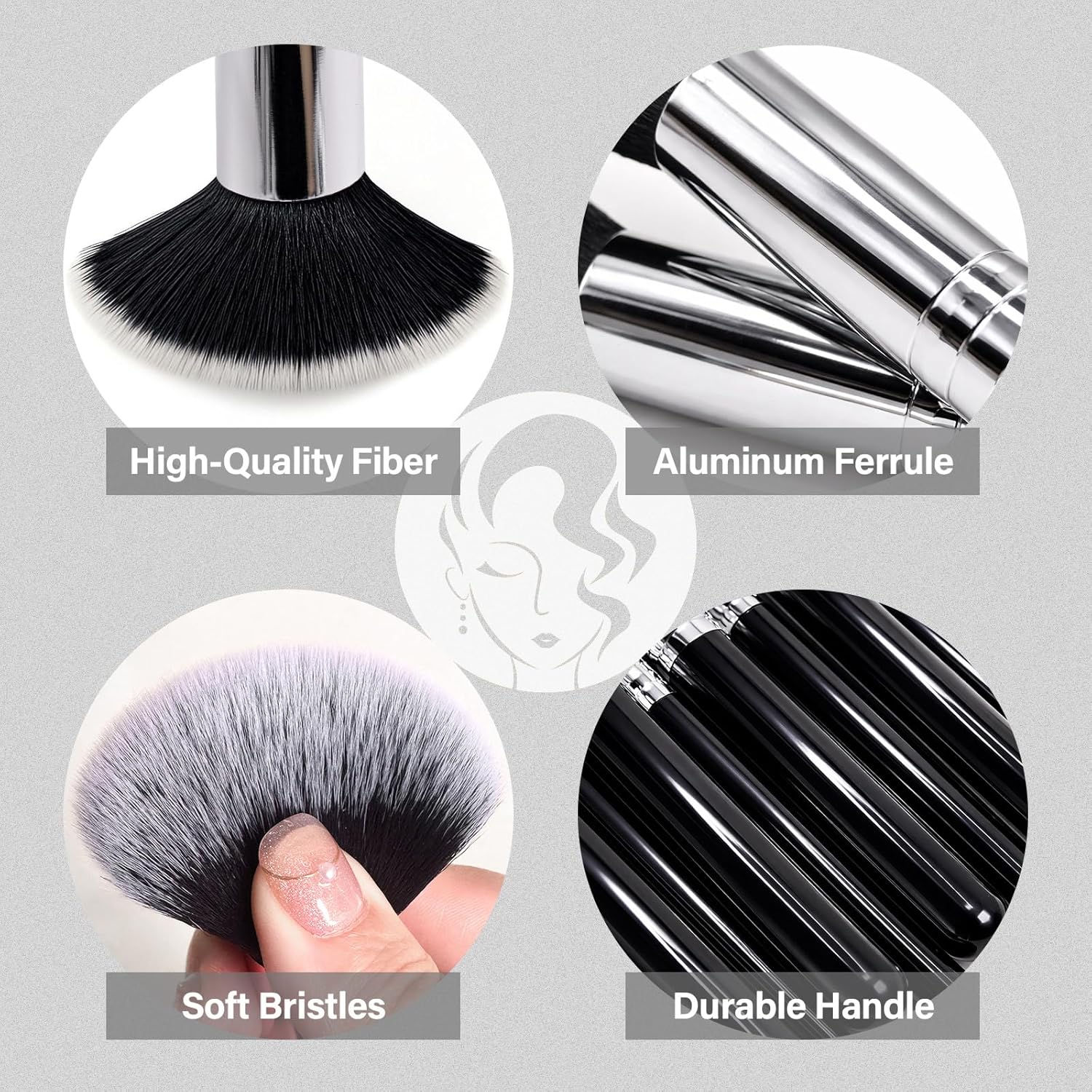 Makeup Brushes Set, Mlemle Professional 25 Pcs Makeup Kit, Include Foundation Powder Blush Concealers Eye shadows 21 Pcs Makeup Brushes and 2 Powder Puff, 2 Makeup Sponge(B01-Black) - Image 4