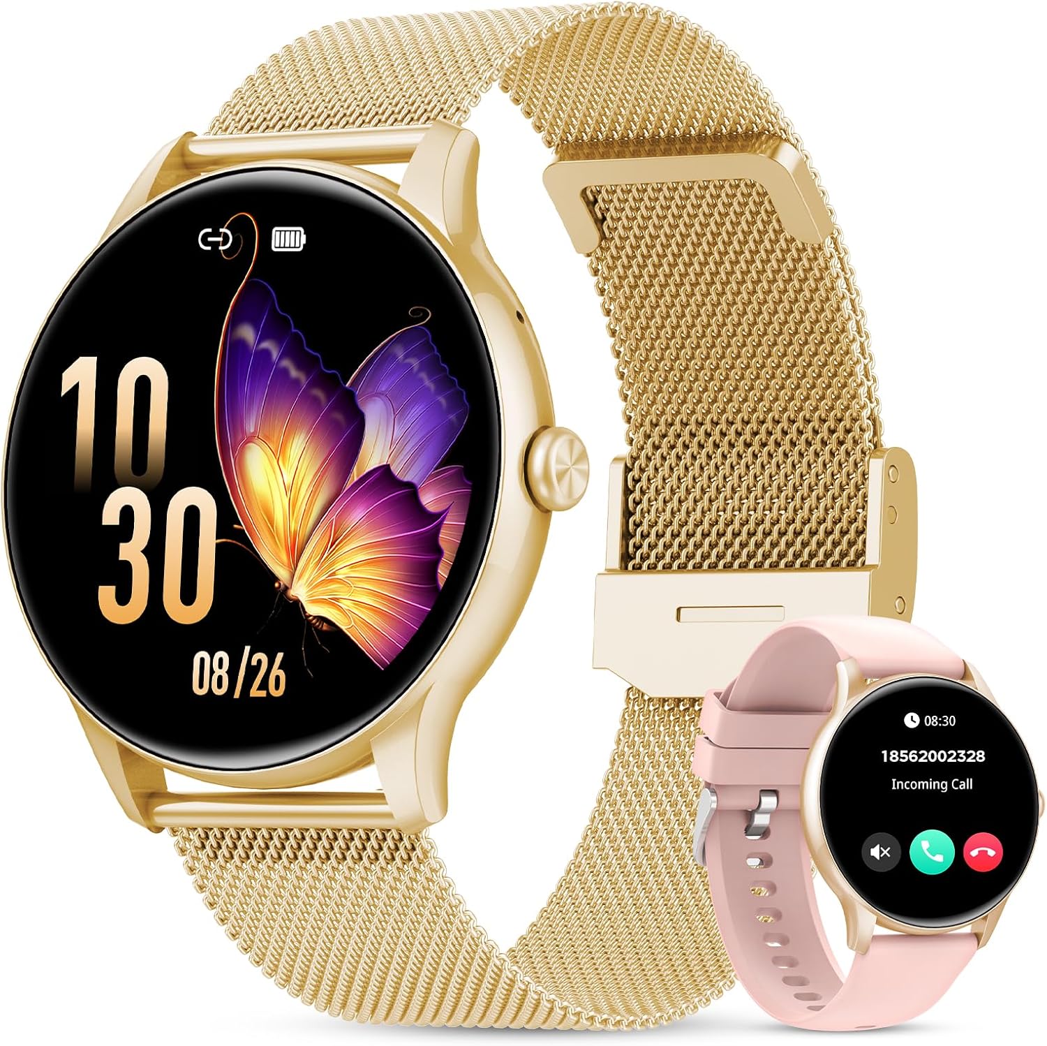 Smart Watches for Women, 1.39" HD Health Fitness Tracker with Bluetooth Calling (Answer/Make Calls), 120+ Sports Modes, Timer, IP68 Waterproof Watch for Android/iPhone