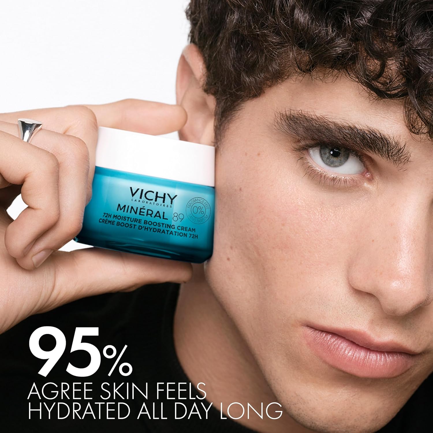 Vichy Mineral 89 Fragrance Free Cream, Moisture Boosting Cream with Hyaluronic Acid, Daily Face Moisturizer, Available in 4 Formulas For All Skin Types, Dry & Sensitive Skin & Mattifying for Oily Skin - Image 3