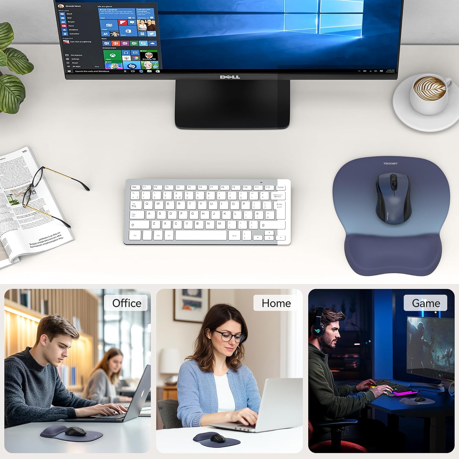 TECKNET Gel Mouse Pad with Wrist Rest, Ergonomic Office Mousepad with Wrist Support - Non-Slip & Smooth Surface Comfortable Desk Accessories Mat for Office, Gaming and Study - Gradient - Image 7