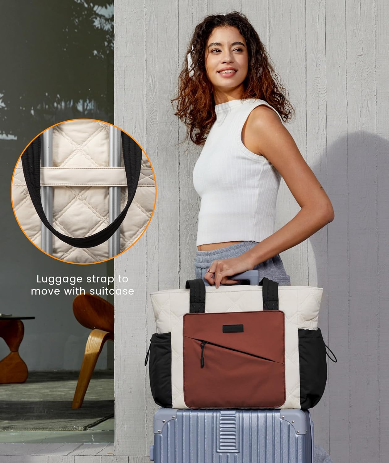 LOVEVOOK Tote Bag for Women, puffer tote bag for Work Travel Nurse, Lightweight quilted Bags with Compartments - Image 7