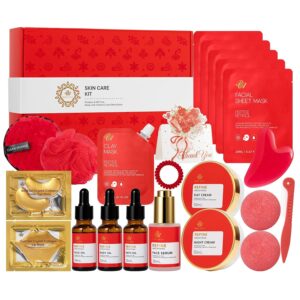 23 Pcs Mother’s Day Gift, Rose Facial Skin Care Gifts Set for Women, Bath and Body Gifts Basket, Spa & Self-Care Kit, Sheet Mask, Present, Birthday, Christmas, Anniversary, Bridal Shower, Wife, Mom