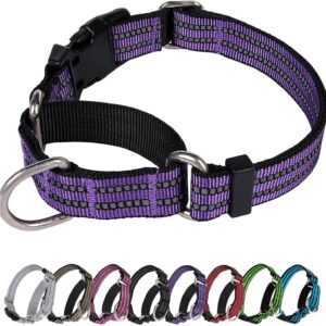 Martingale Dog Collar, Adjustable Nylon Reflective Collar with Buckle No Pull Dog Collar for Small Medium Large Dogs (Purple M)