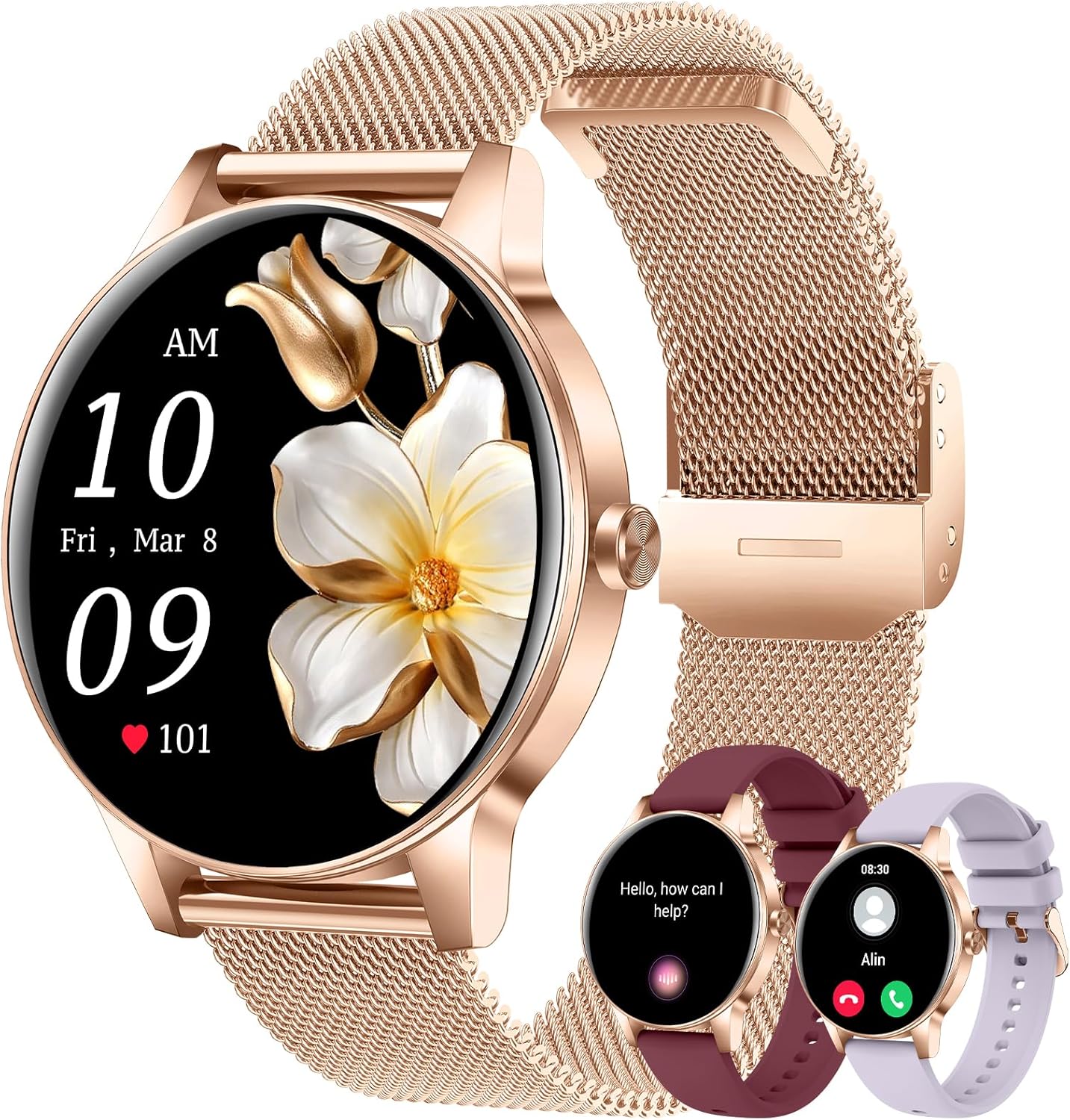 Smart Watch for Women(Answer/Make Calls), 1.27" HD Screen Fitness Tracker with Heart Rate/Sleep Monitor, 130+ Sport Modes IP68 Waterproof Activity Tracking, Smartwatch for Android Phones iPhone