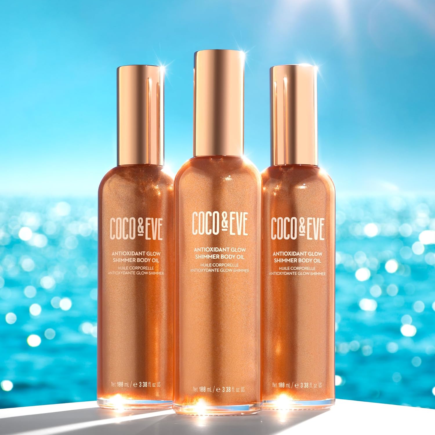 Coco & Eve Antioxidant Glow Shimmer Body Oil - Lightweight Skin Illuminator with Pearlescent Minerals, Natural Glitter, Antioxidants for Shimmering, Moisturizing and Healthy Glow (3.38 Fl Oz) - Image 7