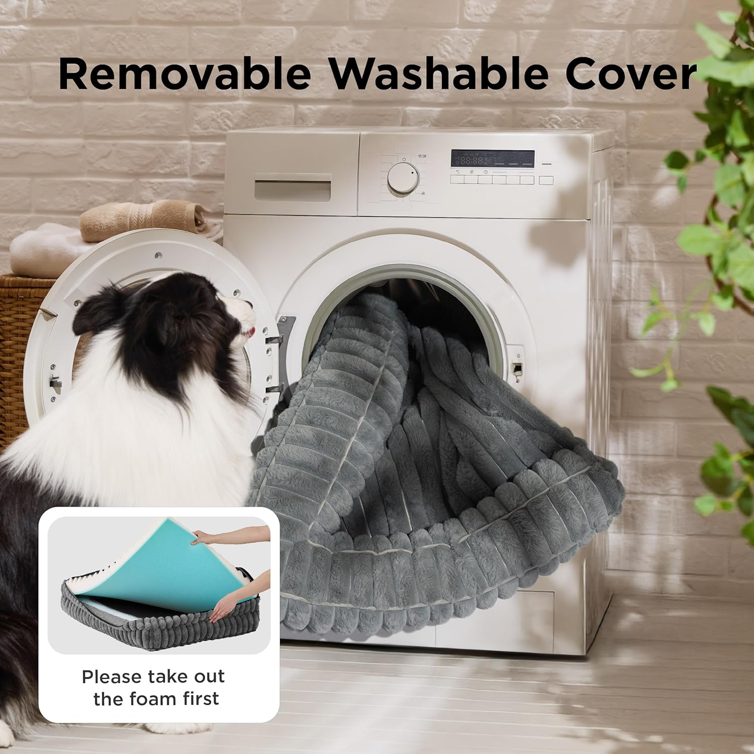 Bedsure ComfyFleece™ Orthopedic Dog Beds Large Sized Dog, Waterproof Memory Foam Pet Couch Sofa with Sides, Non-Slip Bottom and Egg-Crate Foam Large Pet Bed with Washable Corduroy Cover, Grey - Image 7