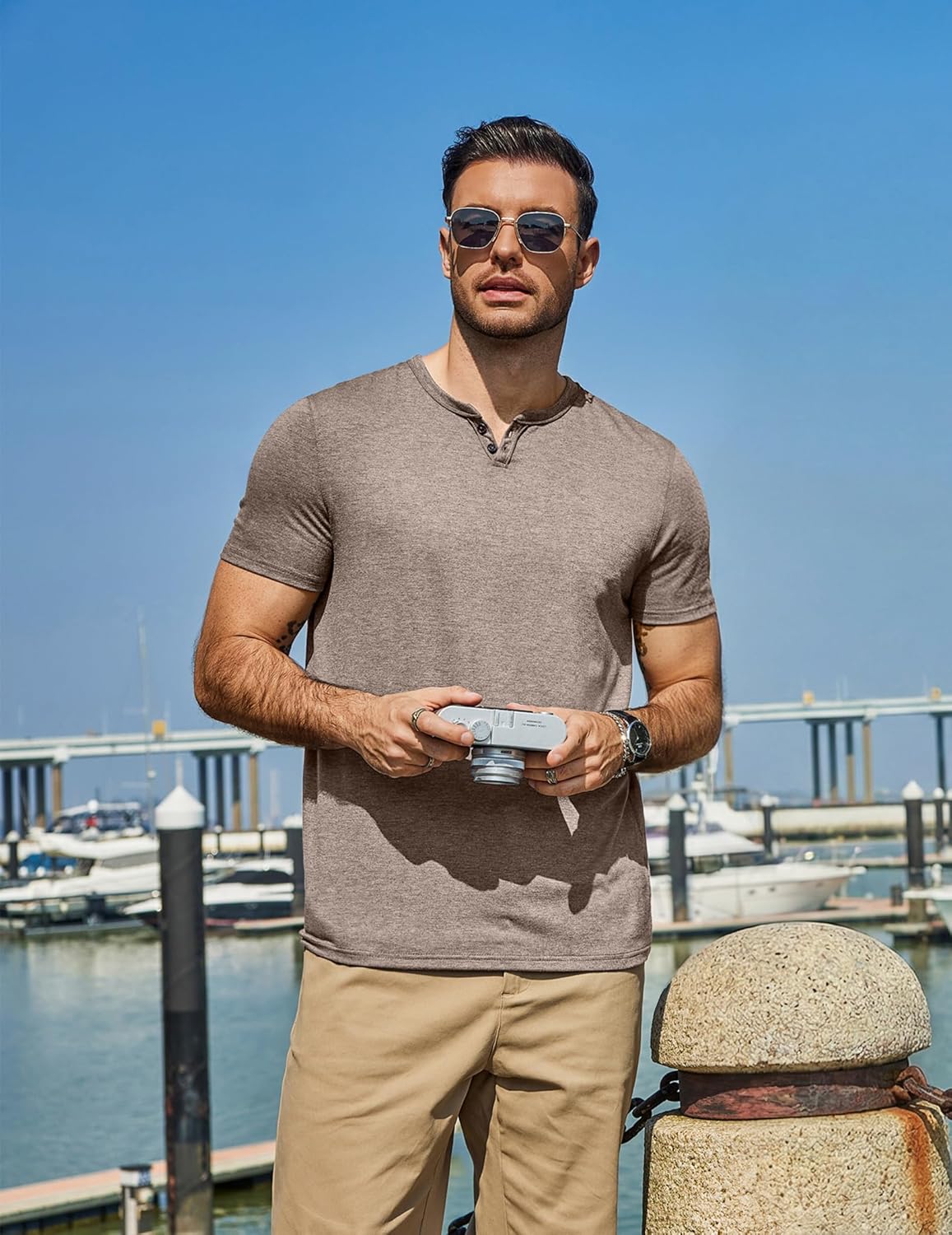 COOFANDY Men's T Shirts Short Sleeve Casual V Neck T-Shirt Soft Notch Neck Tee Classic Plain Shirts - Image 3