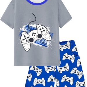 Fiodrimy Boys Pajamas Big Boys Summer PJs Set 2 Piece Kid Short Sleeve Sleepwear Nightwear Size 8-14