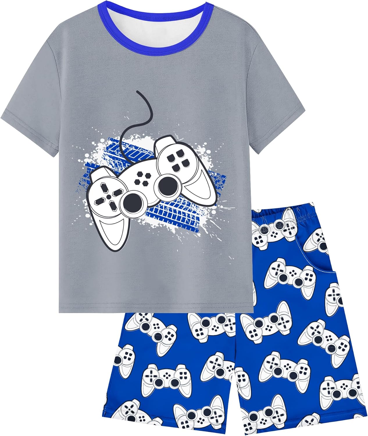 Fiodrimy Boys Pajamas Big Boys Summer PJs Set 2 Piece Kid Short Sleeve Sleepwear Nightwear Size 8-14