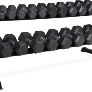 CAP 280 LB, 550 LB, 1200 LB Dumbbell Set with Horizontal 2-3 Tier Rack, Rubber Hex Free Weights, Home Gym Weight Set for Strength Training