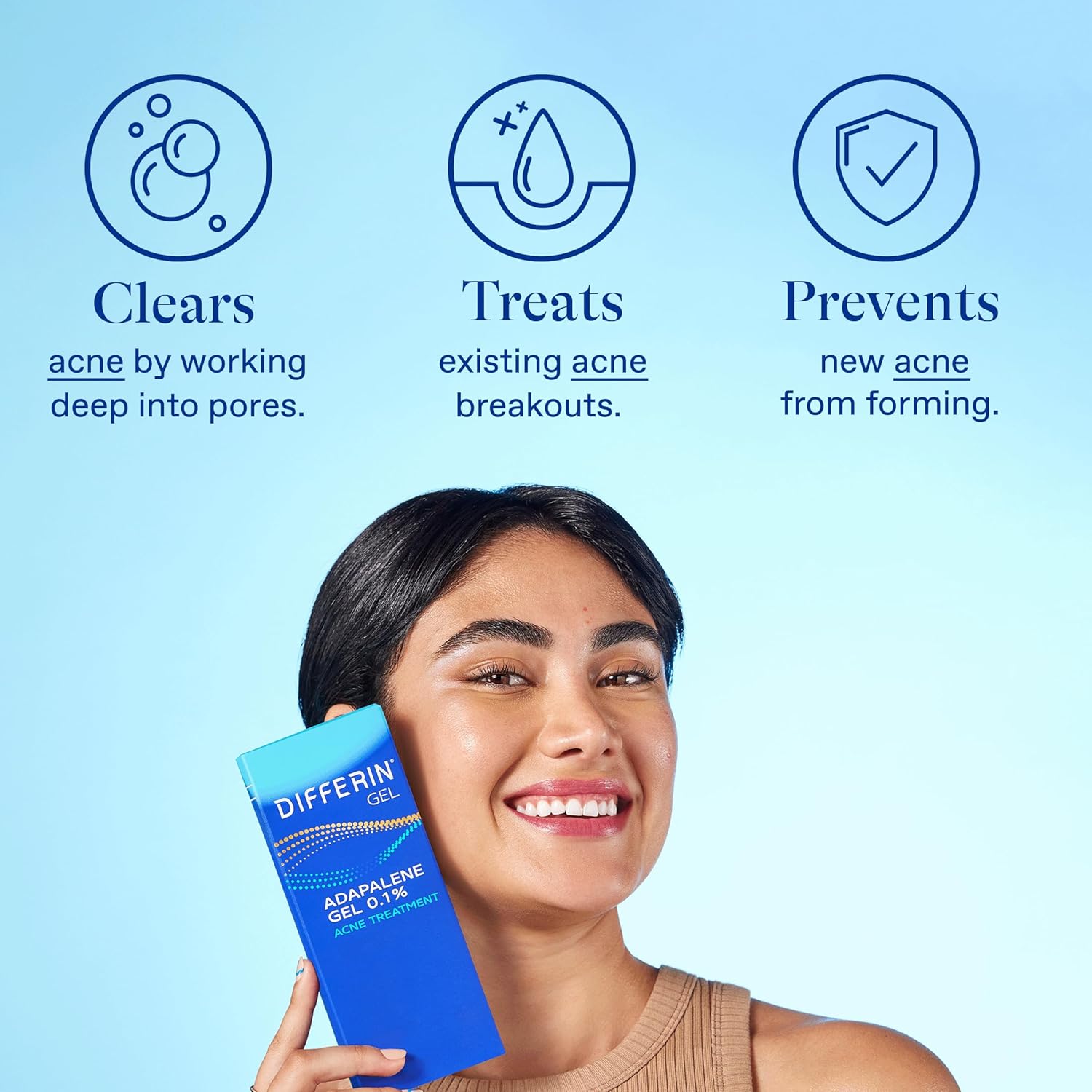 Differin Acne Treatment Gel, 30 Day Supply, Retinoid Treatment for Face with 0.1% Adapalene, Gentle Skin Care for Acne Prone Sensitive Skin, 15g Pump (Packaging May Vary) - Image 3