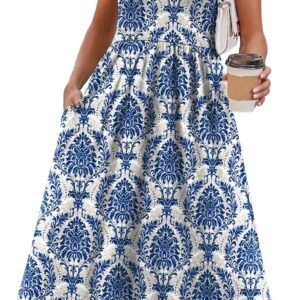 WIHOLL Summer Dresses for Women Flowy Casual Midi Dress Beach Vacation Sundresses with Pockets