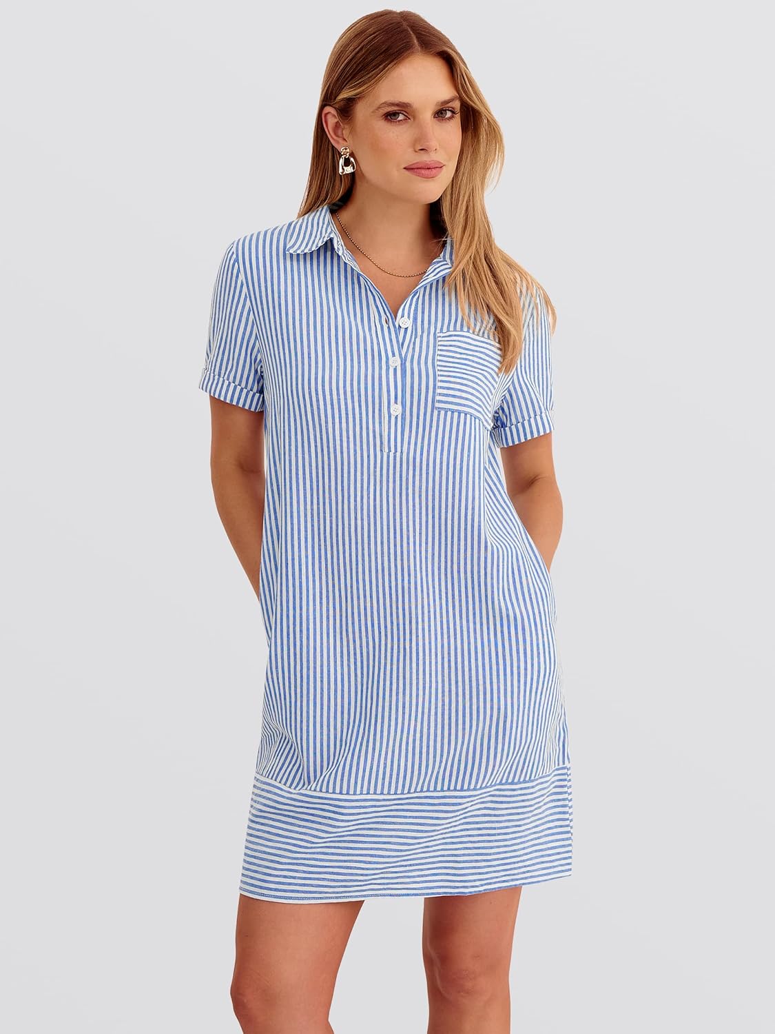 ANRABESS Womens Summer Shirt Dresses Casual Short Sleeve Button Tshirt Shift Short Polo Dress 2026 Beach Vacation Clothes - Image 2