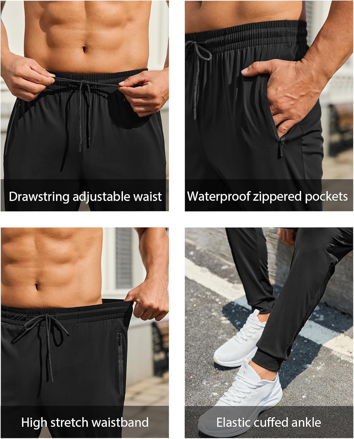 Mens Sweatpants with Zipper Pockets - Lightweight Athletic Joggers for Workout, Running, Gym, Track, Casual Wear - Image 6