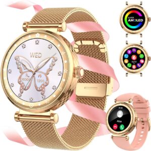 Smart Watch for Women, HD AMOLED Display Fitness Tracker Bluetooth Make/Answer Call, 1.19″ Watches with 110+ Sports Modes/Heart Rate/Sleep Monitor/SpO2, Smartwatch IP68 Waterproof for Android iOS