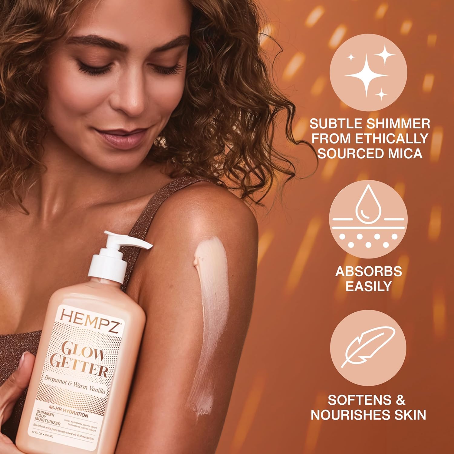 Hempz Glow Getter Body Lotion, Hydrating Moisturizer with Shimmer, 17 oz. - Image 5
