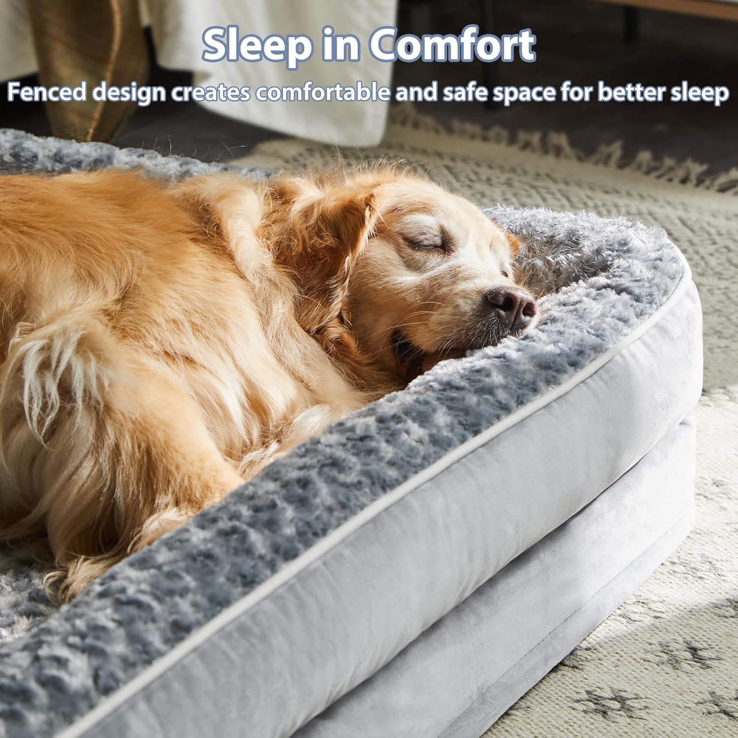 WNPETHOME Dog Beds for Large Sized Dogs, Washable Orthopedic Dog Couch Sofa Bed with Waterproof Lining & Non-Skid Bottom for Pet Sleeping - Image 2