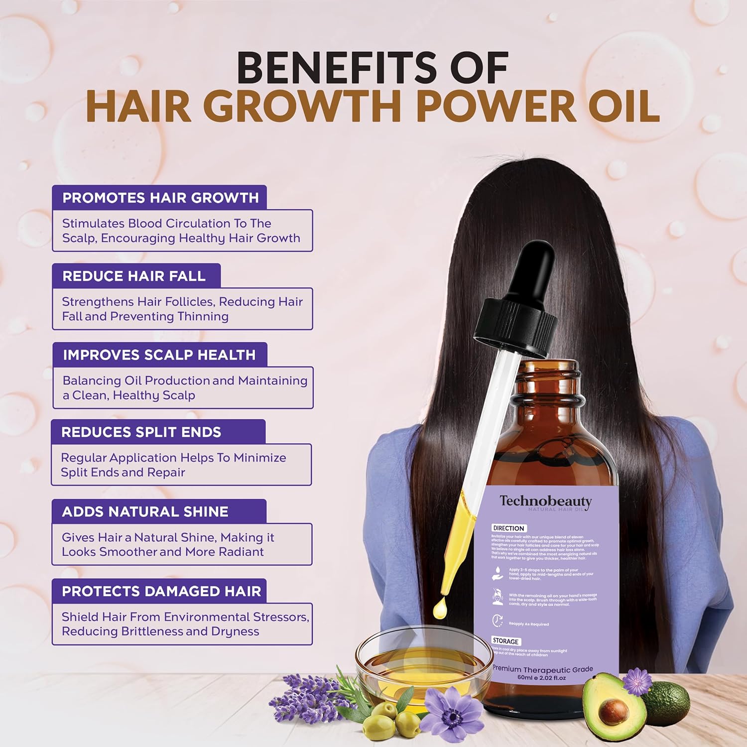 Rosemary Oil With Black Castor, Batana, Lavender, Coffee, Coconut, Argan, Avocado, Olive, Almond & Parsley Seed Oil, 11 Oils Infused for Ultimate Hair Growth & Care for Stronger, Thicker Hair - Image 8