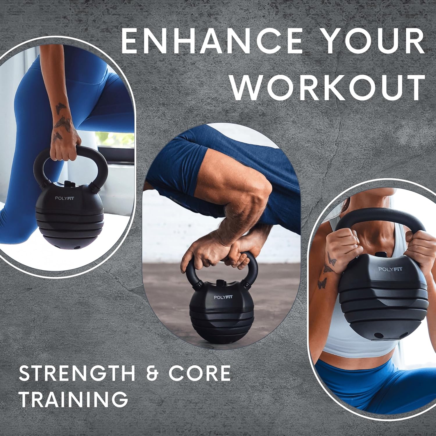 Polyfit Adjustable Kettlebell Set | 30/40/50 lbs | Kettlebell Weights for Home Gym - Image 5