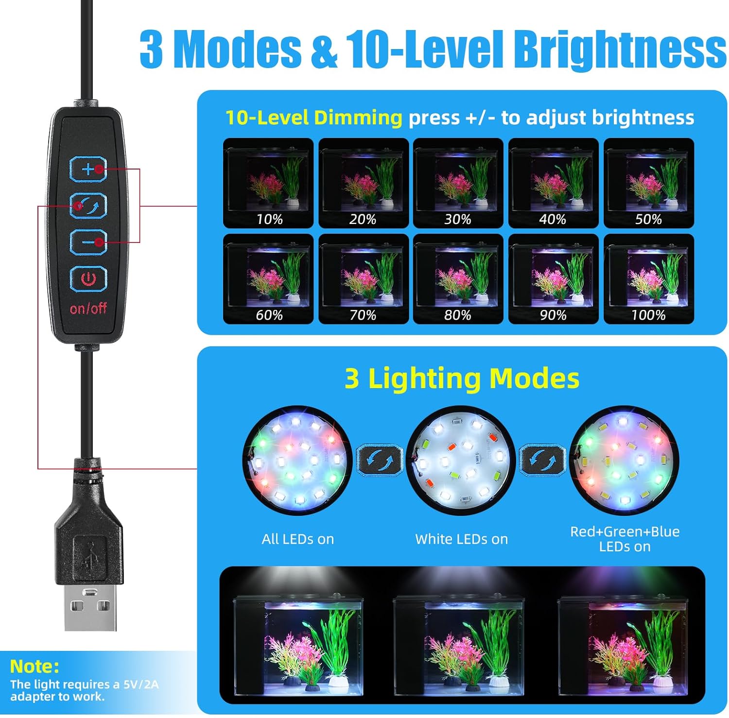 AQUANEAT Fish Tank, 1 Gallon Betta Fish Tank, Small Aquarium Kit with LED Light and Water Filter Pump - Image 3