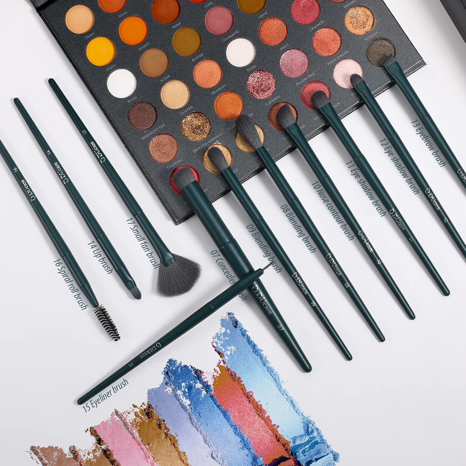 DUcare Makeup Gift Set 19 Pcs,17pcs Makeup Brushes Set 1pc Cleaning Mat 1pc Makeup Sponge Make up Brushes for Foundation,Face Blending Powder, Contour, Bronzer,Highlight, Concealer, Eyeshadow - Image 5