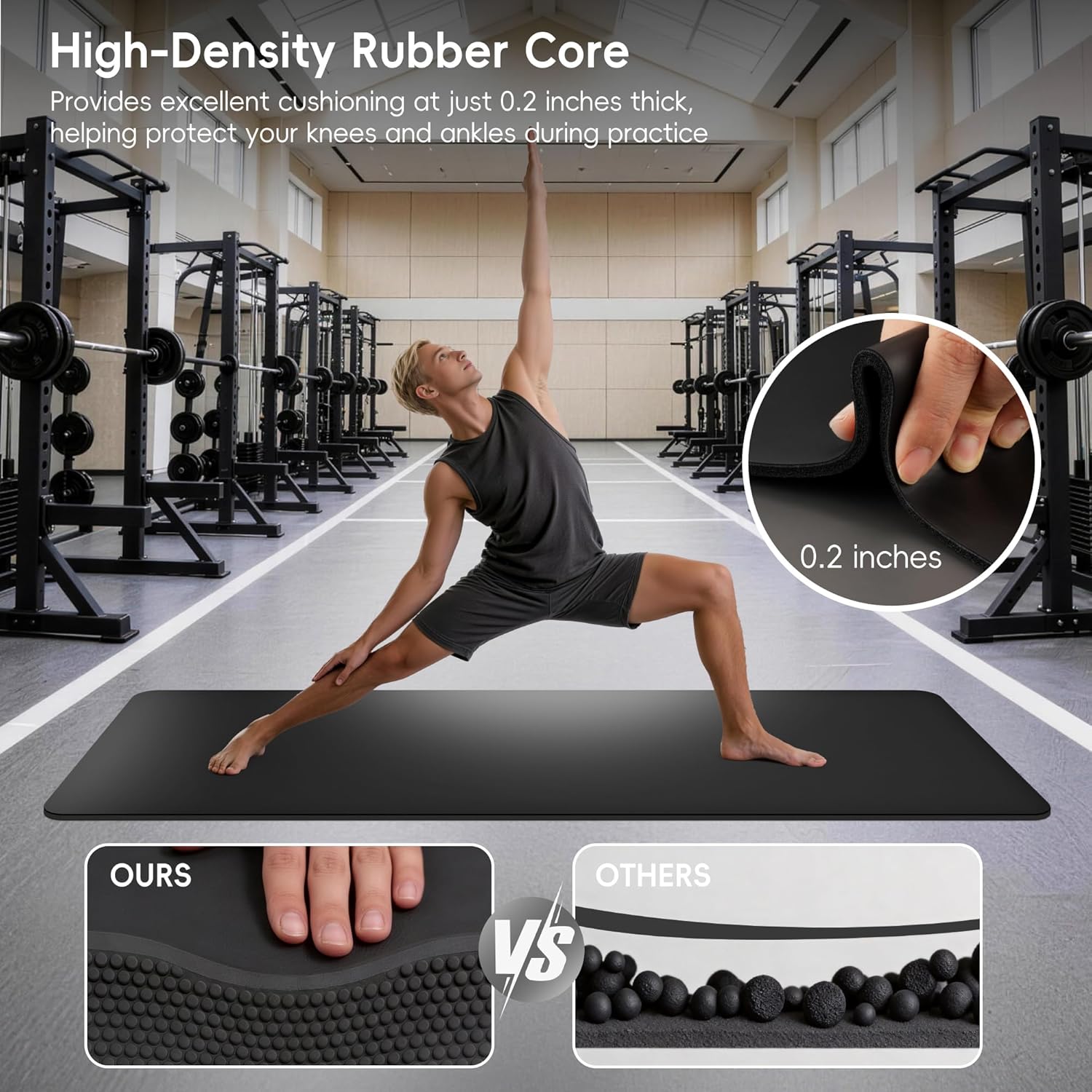 Professional PU & Natural Rubber Yoga Mat – Non Slip 5mm Thick Workout Mats for Women & Men, 72"x27" Wide Exercise Pad for Hot Yoga, Pilates, HIIT & Home Gym – Strap Included - Image 4