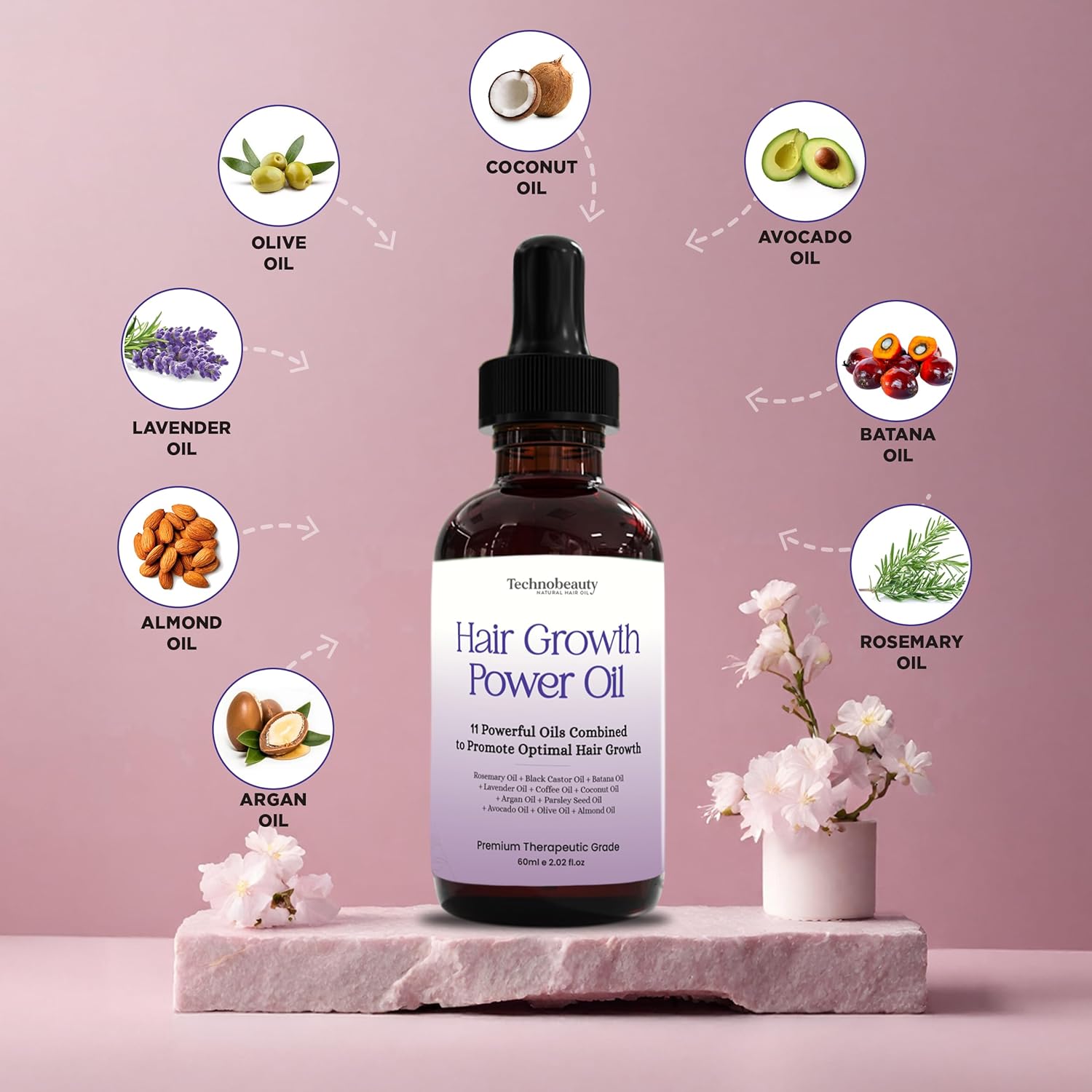 Rosemary Oil With Black Castor, Batana, Lavender, Coffee, Coconut, Argan, Avocado, Olive, Almond & Parsley Seed Oil, 11 Oils Infused for Ultimate Hair Growth & Care for Stronger, Thicker Hair - Image 6