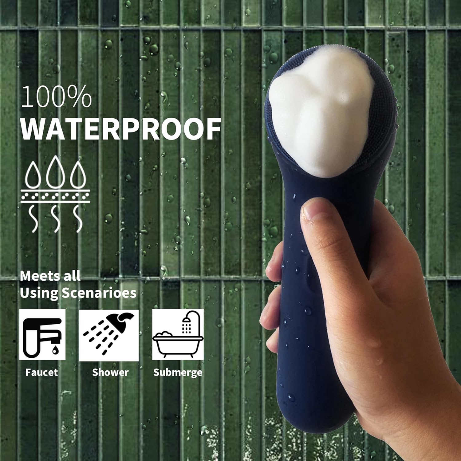 Premium Facial Cleansing Brush,Waterproof Face Scrubber,Spin & Sonic Modes with 3 Intensities,Magnetic 3-Head System for Deep Pore Cleaning, Gentle Exfoliation & Sensitive Skin Care - for Women & Men - Image 4
