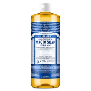 Dr. Bronner’s Pure-Castile Magic Liquid Soap – Made with Regenerative Organic Certified Oils- 18-in-1 Uses for Face, Body, Hand, Hair, Laundry & More- Vegan, Non-GMO- Body Wash- Peppermint,32oz