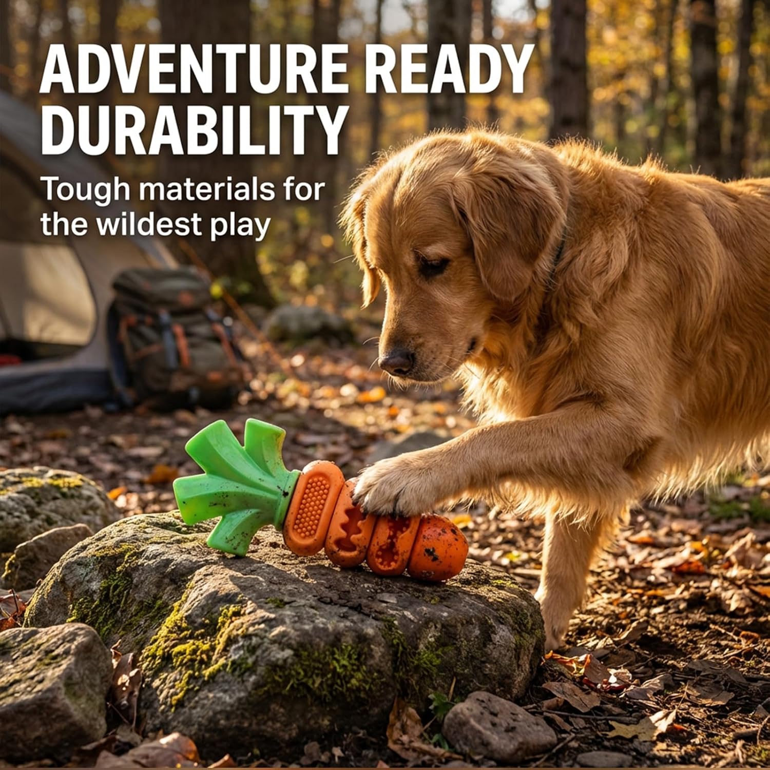 Frienhund Tough Dog Toys for Aggressive Chewers Medium to Large Breed, Indestructible 7" Nylon & Rubber Carrot, Bacon Flavored Dental Chew Toy for Boredom, Easter Basket Stuffers for Dogs (20-70 lbs) - Image 4