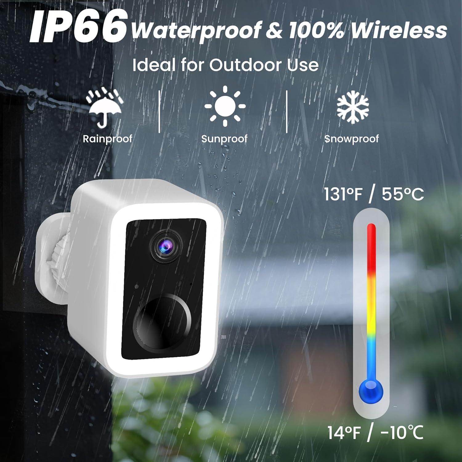 2K Security Cameras Wireless Outdoor, Free Cloud Storage, Integrated Spotlight & Siren, AI Motion Detection, 2-Way Audio, 1-6 Months Battery Life, Cameras for Home Security Support 5GHz WiFi, IP66 - Image 4