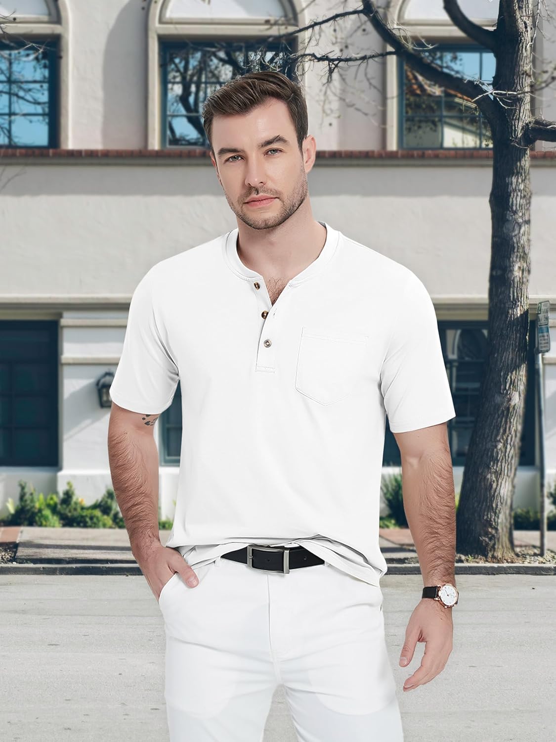 MAGCOMSEN Men's Henley Short Sleeve Shirt Cotton Lightweight Tee Shirts Casual Summer Basic Tees with Pocket - Image 7