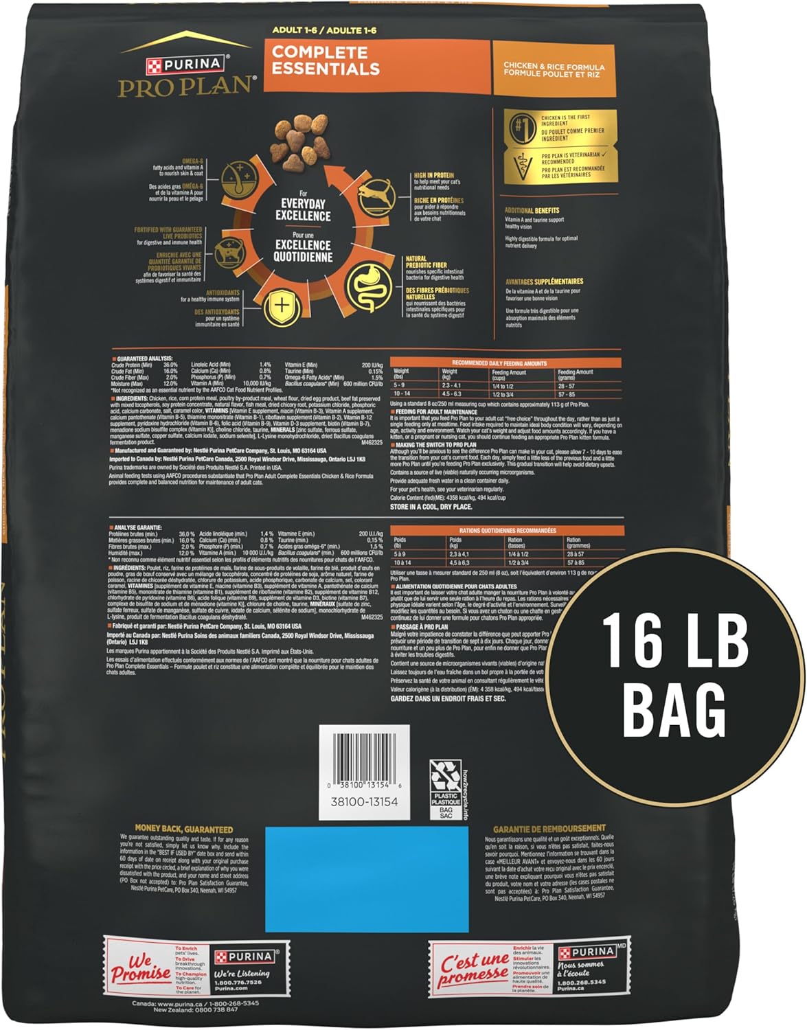 Purina Pro Plan High Protein Cat Food With Probiotics for Cats, Chicken and Rice Formula - 16 lb. Bag - Image 10