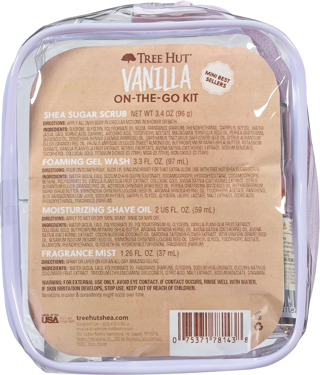 Tree Hut Mini Set Vanilla Everything Shower Gift Set for Women, Exfoliating Body Scrub, Body Wash & Body Butter, Travel Size Skin Care Set, Hydrating & Moisturizing Self-Care Gift for Smooth Skin - Image 3