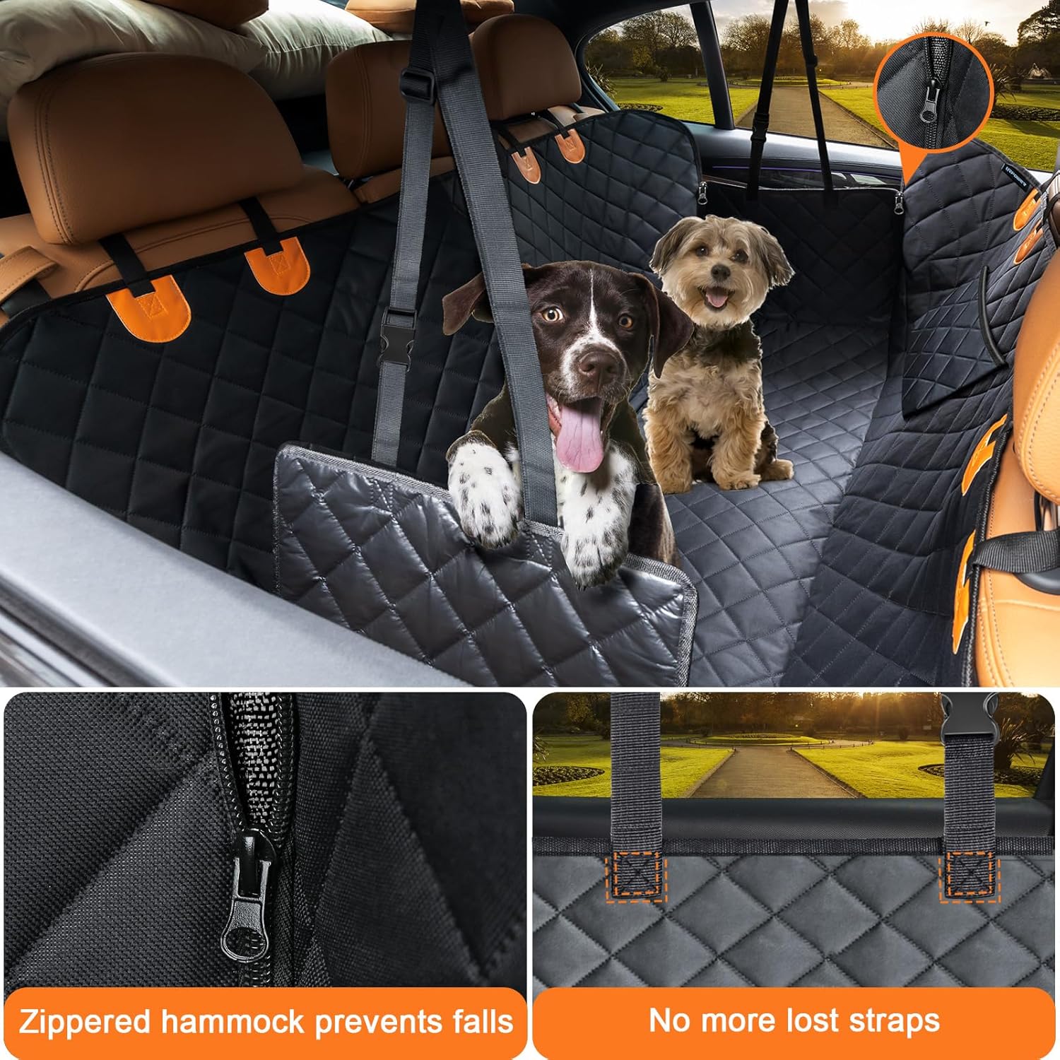 URPOWER Dog Car Seat Cover for Pets 100% Waterproof Seat Cover Hammock 600D Heavy Duty Scratch Proof Nonslip Durable Soft Back Seat Covers for Cars and SUVs - Image 2