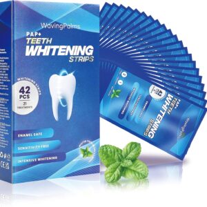 Professional Whitening Strips for Sensitive Teeth:Hydrogen Peroxide-Free Treatments – Effective & Gentle Dental Whitener (42 Count (Pack of 1), Mint)