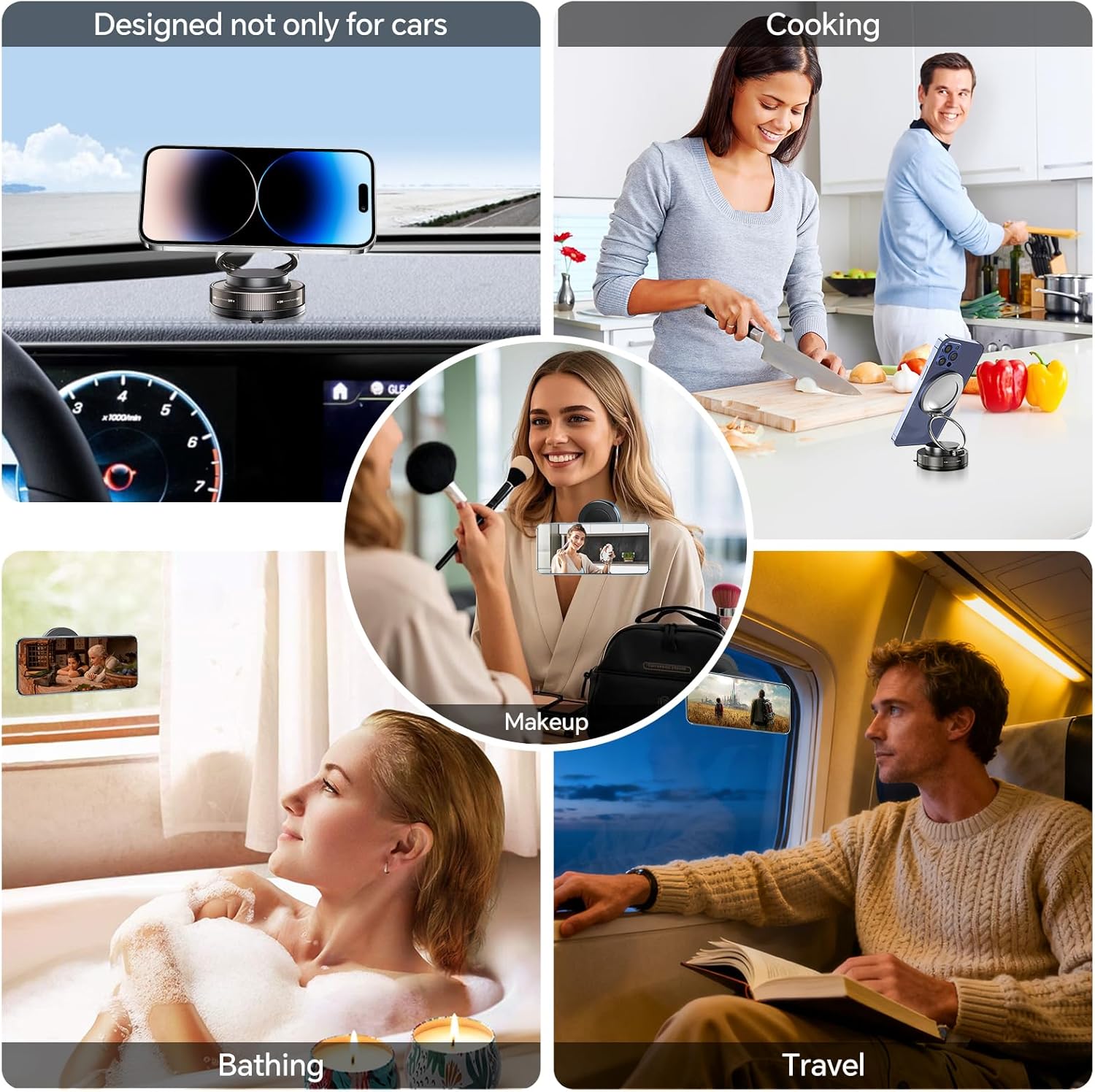 Magnetic Phone Holder for MagSafe, 360° Adjustable Car Phone Mount with 96+LBS Strongest Suction & 2800gf Strongest Magnetic for Dashboard/Gym/Mirror, Compatible with iPhone & Android - Image 7