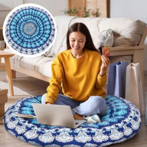 Funnymoom Extra Large Mandala Floor Cushion 35 Inch Round Meditation Floor Pillow Papasan Swing Cushion for Adults Oversized Playroom Pillows Reading Nook Big Pillow for Sitting Yoga Living Room Sofa