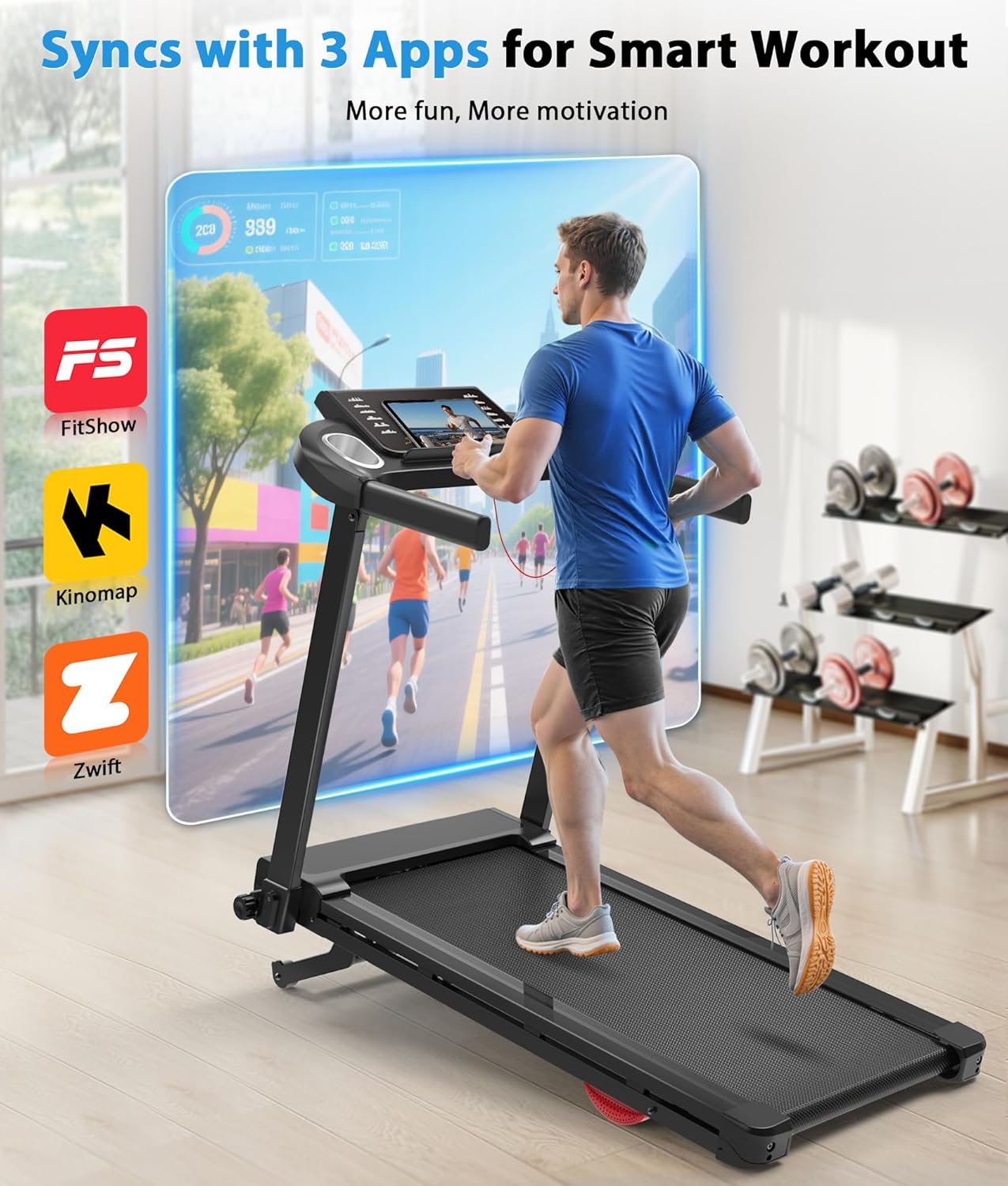 CIIHI Treadmill with 18% Auto Incline - 350 LBS Capacity Foldable Treadmill with Incline and App - Walking Running Machine for Home - Image 4