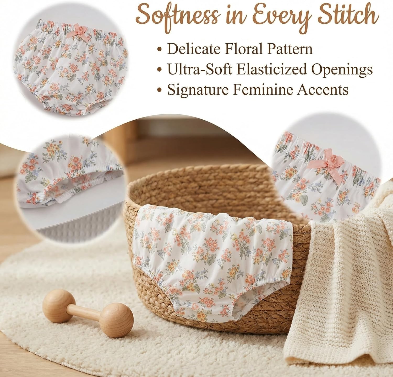 Baby Girl Bodysuit Dress Baby Girl Summer Outfits Dress Romper Floral Bloomer Shorts Socks and Headband - Image 6