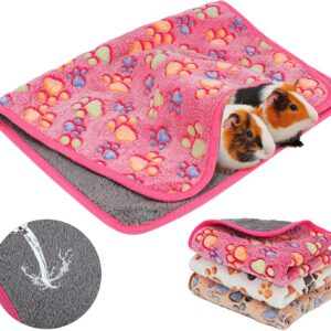 YUEPET Waterproof Guinea Pig Blankets Washable 3 Pack Small Animal Fleece Cage Liners Pet Soft Sleep Mat Pad Cover Warm Flannel Throw for Hamster Guinea Pig Rabbit Chinchilla Hedgehog Ferret 23″×16″