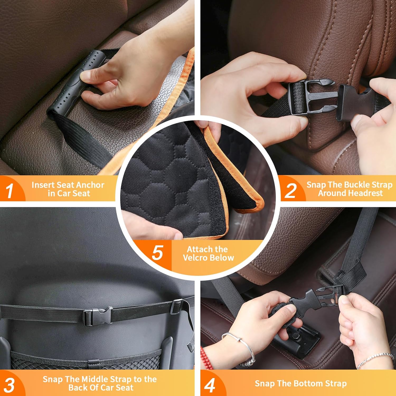 1 Pack Front Seat Car Cover, Waterproof Dog Car Seat Cover, Non-Slip & Scratch-Proof, Pet Car Seat Protector with Side Flaps and Storage Pocket, Car Seat Cover for Most Cars, Trucks and SUVs - Image 4