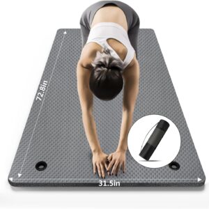 LFS Yoga Mat 72.8″ x 31.5″ x 2/5 inch Thick With Strap and Bag, Extra Wide Workout Mat for Women and Men, Non Slip Exercise Mat for Home Outdoor Yoga, Pilates, Stretching, Floor & Fitness Workouts