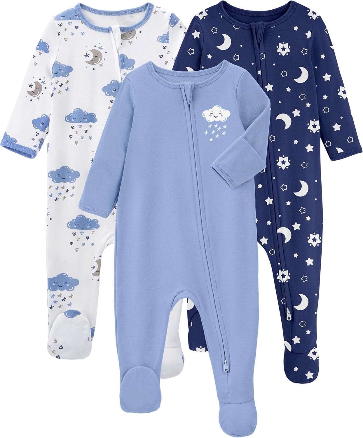 Yoofoss Baby Pajamas 100% Organic Cotton Baby Sleepers for Newborn 0-3 3-6 6-9 Months Boys Girl Clothes 3pcs Footed PJs