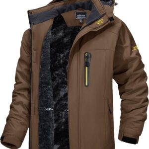 TACVASEN Men’s Winter Ski Jacket Waterproof Snow Coats Snowboard Fleece Lining Jacket Warm Parka with Hooded