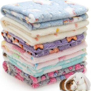 Guinea Pig Blankets 6 Pack, Soft Fleece Small Animal Blanket Cage Liners for Rabbit Hamster Chinchilla Hedgehog Guinea Pig, Cute Washable Pet Mat Bedding Accessories