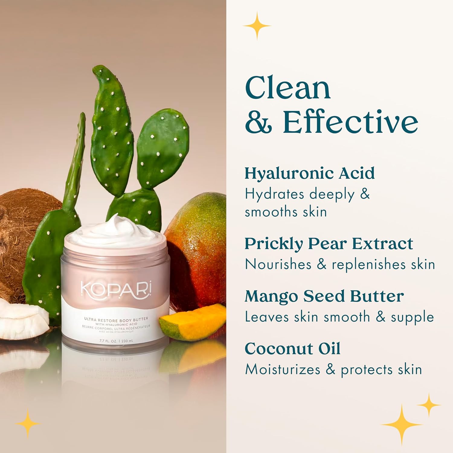 Kopari Ultra Restore Body Butter, Whipped Lightweight Formula, Hyaluronic Acid & Mango Seed Butter, Deep & Long-Lasting Moisture, Coconut 7.7 oz - Image 5